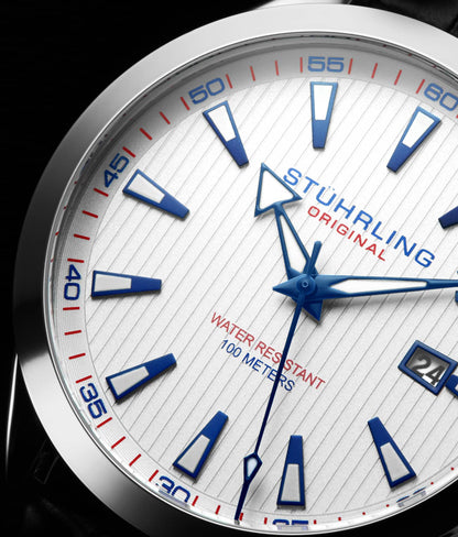 Stuhrling Original Symphony 3953 Men's Quartz Watch, Silver Dial, Silver Bracelet