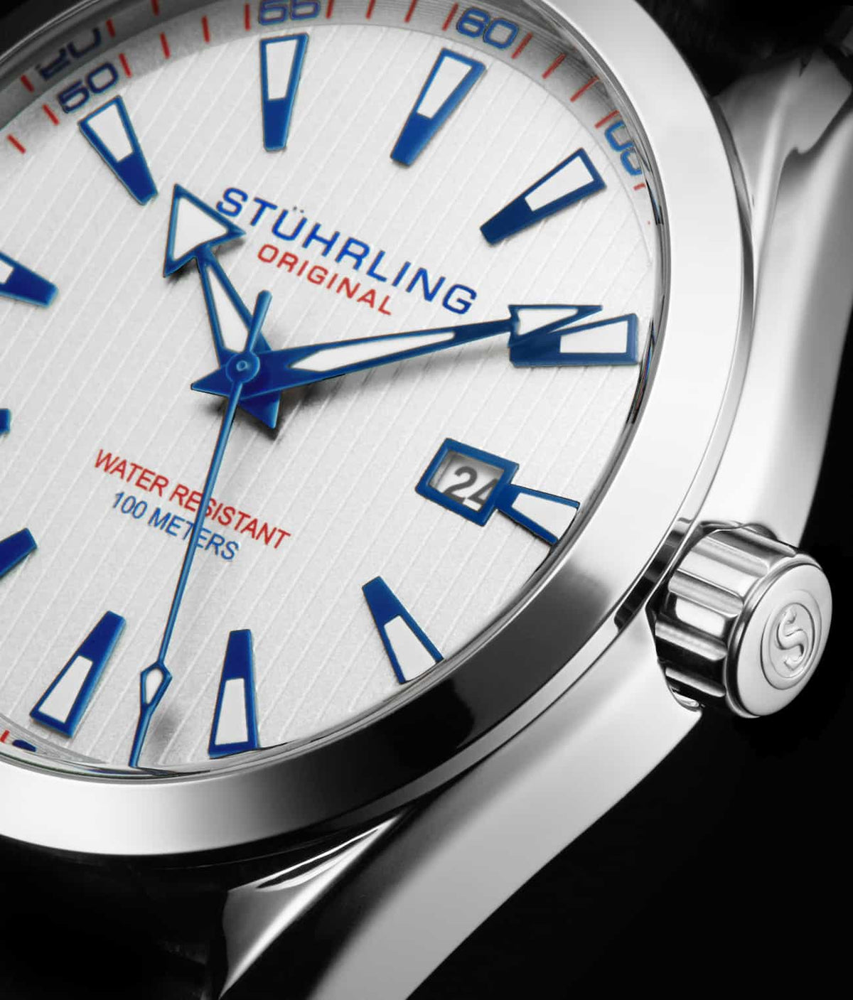 Stuhrling Original Symphony 3953 Men's Quartz Watch, Silver Dial, Silver Bracelet