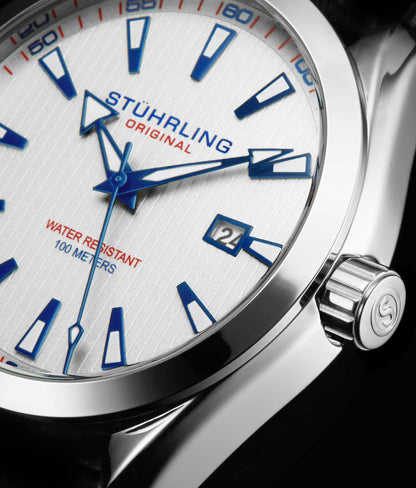 Stuhrling Original Symphony 3953 Men's Quartz Watch, Silver Dial, Silver Bracelet