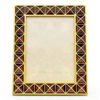 Jay Strongwater Abaculus Pyramid 3" x 4" Enamel Gold-Finished Picture Frame, Safari