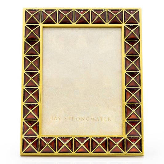 Jay Strongwater Abaculus Pyramid 3" x 4" Enamel Gold-Finished Picture Frame, Safari