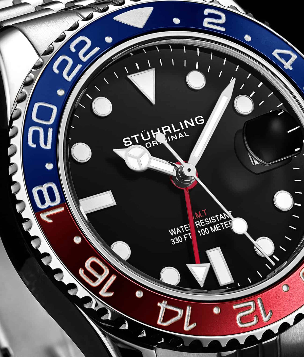 Stuhrling Original Meridian GMT Men's Quartz GMT Watch, 42mm, Style MZTGK