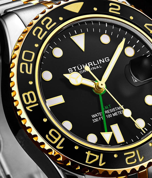 Stuhrling Original Meridian GMT Men's Quartz GMT Watch, 42mm, Style P568V