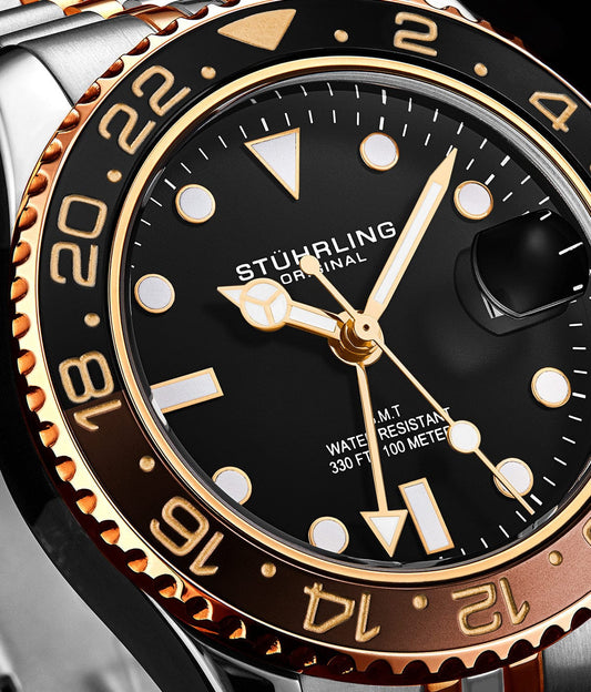 Stuhrling Original Meridian GMT Men's Quartz GMT Watch, 42mm, Style E63VW