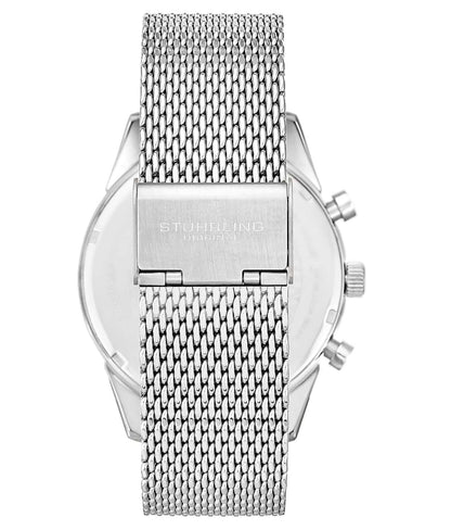 Stuhrling Original Rialto Men's Quartz Chronograph Watch, 44mm, Green Dial, Silver-Tone Case