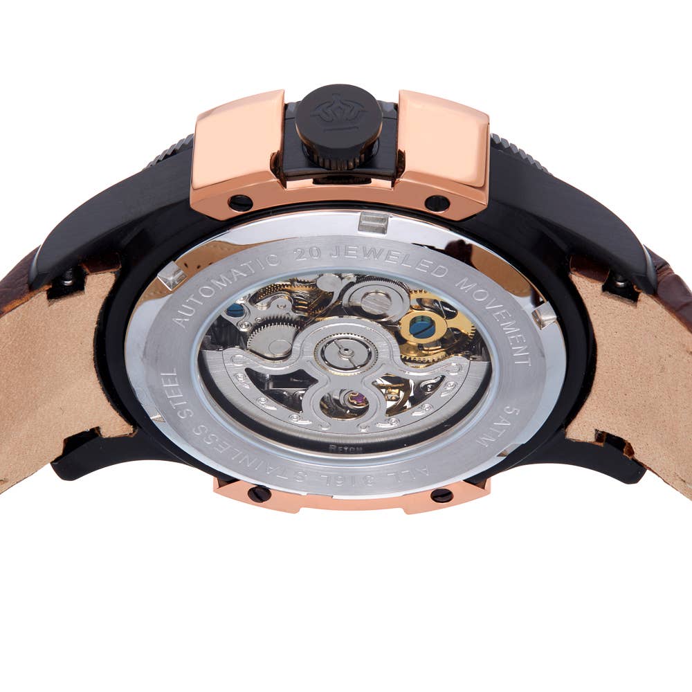 Reign Solstice Men's Automatic Skeleton Leather Watch