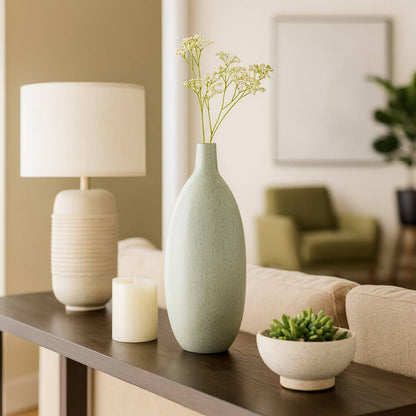 Decorative Vase - Green Ceramic Portugal Style, 21 in.