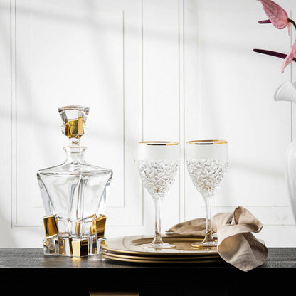 Crack Crystal Decanter with Gold Detail, 28 oz.