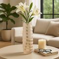 Decorative Vase - Ivory Glass Tall Ribbed Silhouette, 12 in.