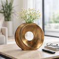 Decorative Vase - Bronze Metal Cut-Out Design, 10 in.