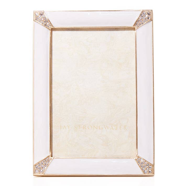 Jay Strongwater Lavinia Pavé 4" x 6" Crystal Enamel Picture Frame, Opal