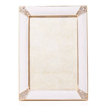 Jay Strongwater Lavinia Pavé 4" x 6" Crystal Enamel Picture Frame, Opal