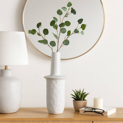 Decorative Vase - Ivory Ceramic Unique Flared Top, 22 in.