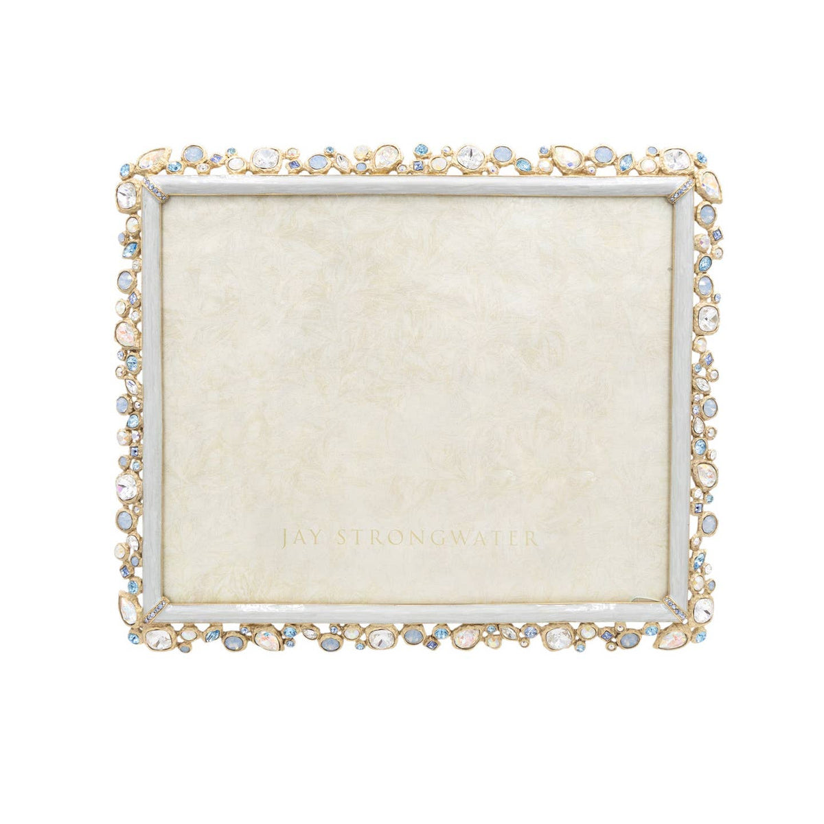 Jay Strongwater Theo Bejeweled 8" x 10" Crystal Enamel Picture Frame, Baby Blue