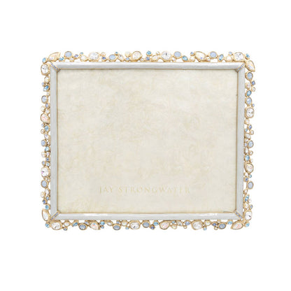 Jay Strongwater Theo Bejeweled 8" x 10" Crystal Enamel Picture Frame, Baby Blue