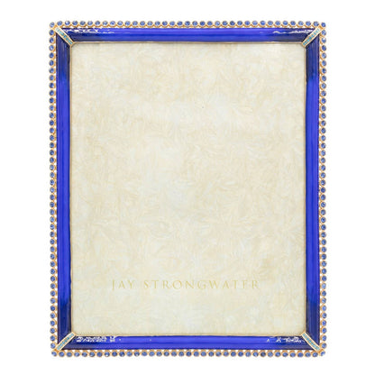 Jay Strongwater Laetitia Stone Edge 8" x 10" Crystal Enamel Picture Frame, Lapis