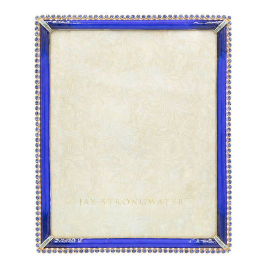 Jay Strongwater Laetitia Stone Edge 8" x 10" Crystal Enamel Picture Frame, Lapis