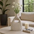 Decorative Vase - Ivory Ceramic Styling Short, 17 in.