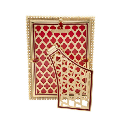Jay Strongwater Lucas Stone Edge Rose 5" x 7" Crystal Enamel Picture Frame, Ruby