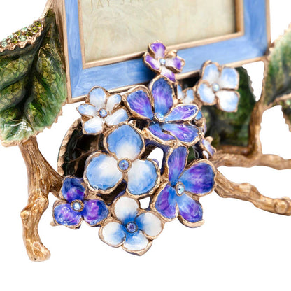Jay Strongwater Colbie Hydrangea 3" x 4" Crystal Enamel Picture Frame, Blue