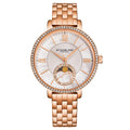 Stuhrling Original Horizon 4038 Women's Quartz Watch, 36mm, White Mother-of-Pearl Dial, Rose Gold-Tone Bracelet, Crystal-Accented Bezel