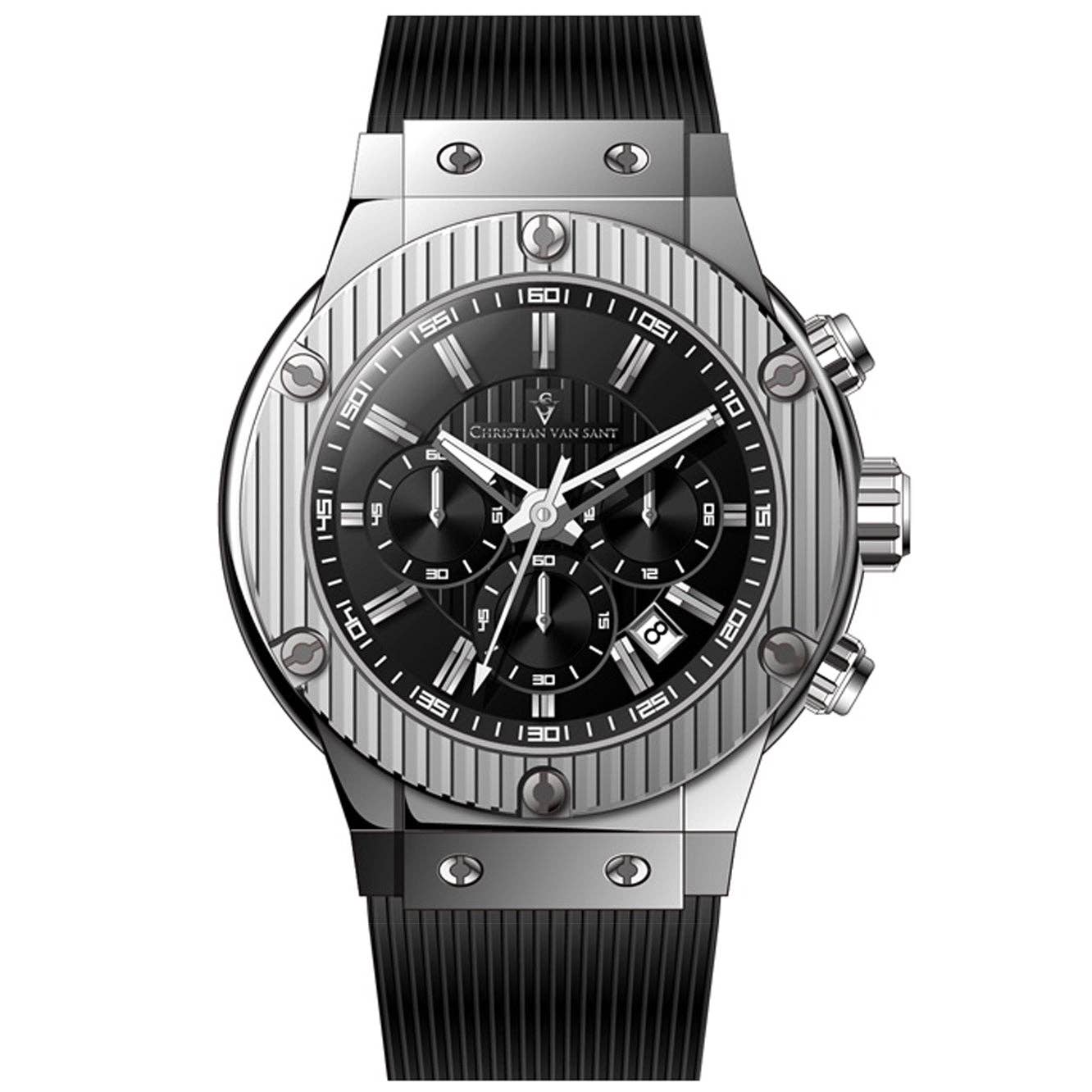 Christian Van Sant Monarchy Men's Watch, Black Dial