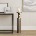 Candle Holder - Silver Metal Removable Hurricane, 41 in.