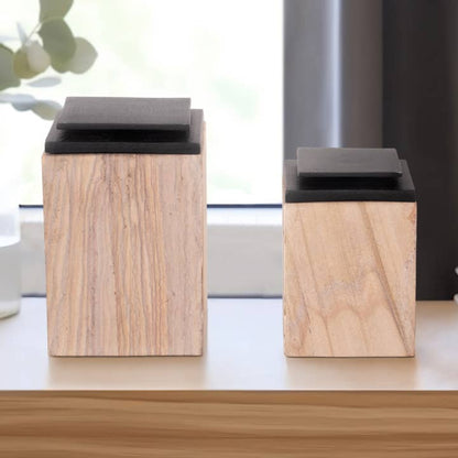 Decorative Boxes Set of 2 - Brown Marble Sandstone, 8/9 in.