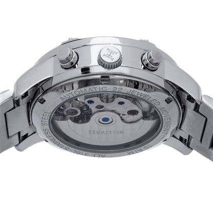 Heritor Wilhelm Men's Automatic Semi-Skeleton Bracelet Watch, Silver/Blue