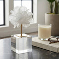 Decorative Object - White Crystal Flower Design, 8 in.