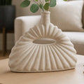 Decorative Vase - Ivory Ceramic Styling Short, 12 in.