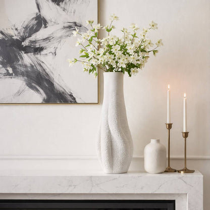 Decorative Vase - White Porcelain 3D Printed, 20 in.
