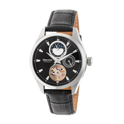 Heritor Sebastian Men's Automatic Semi-Skeleton Leather Watch, Style HERHR6902