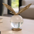 Decorative Object - Gold Metal Butterfly On Glass Orb, 8 in.