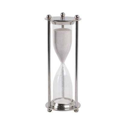 Decorative Object - Silver Metal Modern Hourglass, 11 in.