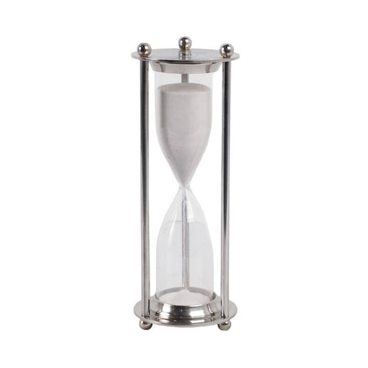 Decorative Object - Silver Metal Modern Hourglass, 11 in.