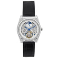 Authentic Heritor Daxton Men's Automatic Skeleton Leather Watch, Black/White