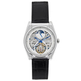 Authentic Heritor Daxton Men's Automatic Skeleton Leather Watch, Black/White