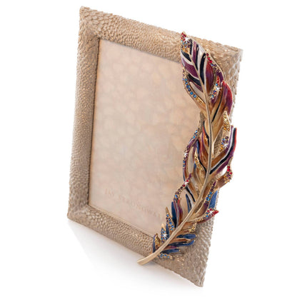 Jay Strongwater Asa Feather 5" x 7" Swarovski Crystal Enamel Picture Frame