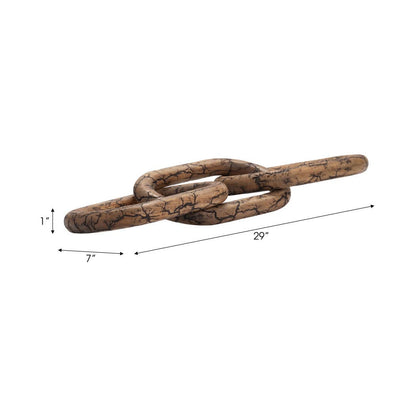 Decorative Object - Brown Wood Modern Chain Link, 29 in.