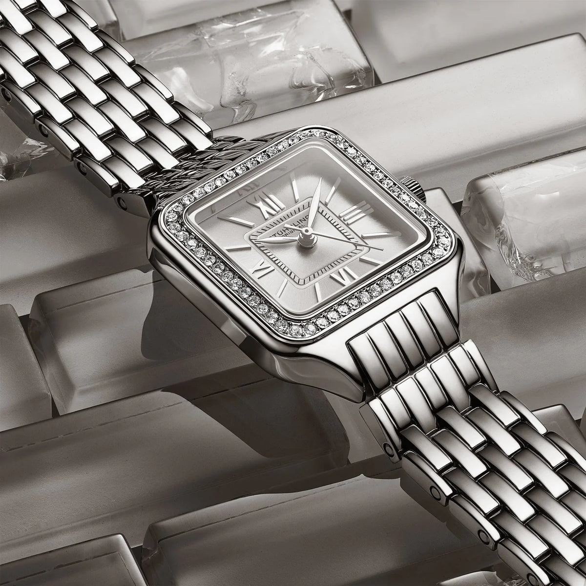 Stuhrling Original Confidant 4020 Women's Quartz Watch, 27mm, White Dial, Crystal-Accented Bezel