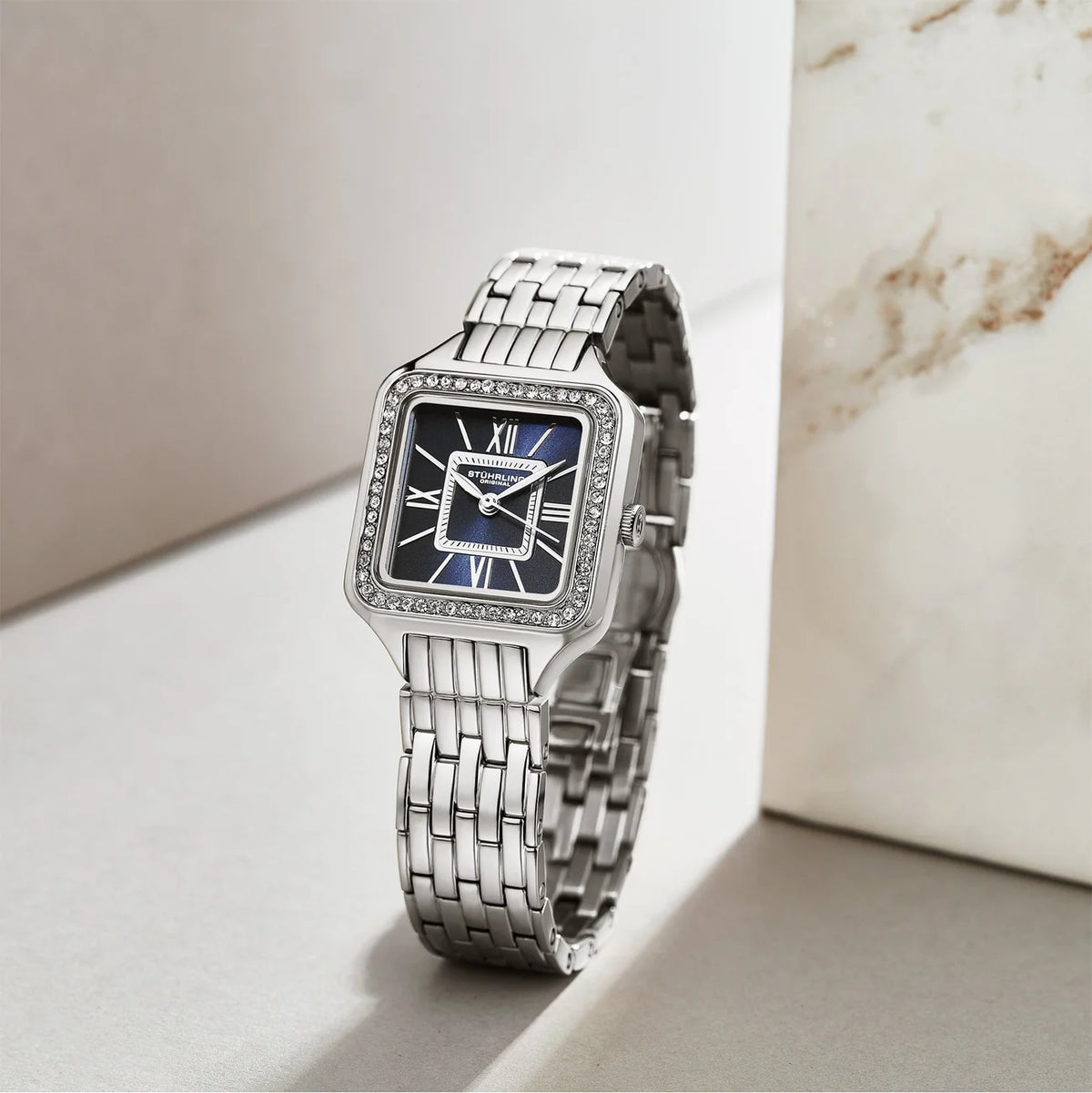 Stuhrling Original Confidant 4020 Women's Quartz Watch, 27mm, Crystal-Accented Bezel