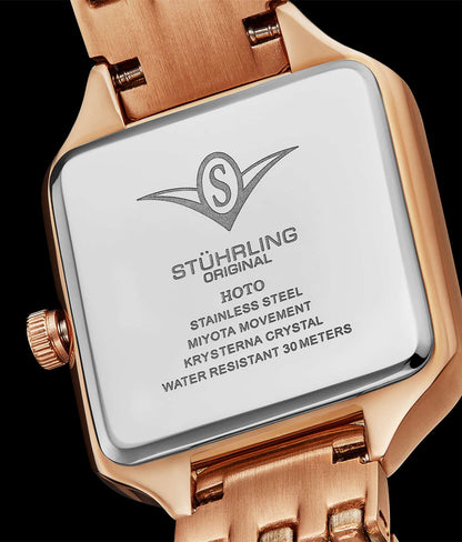 Stuhrling Original Confidant 4020 Women's Quartz Watch, 27mm, Silver Dial, Crystal-Accented Bezel