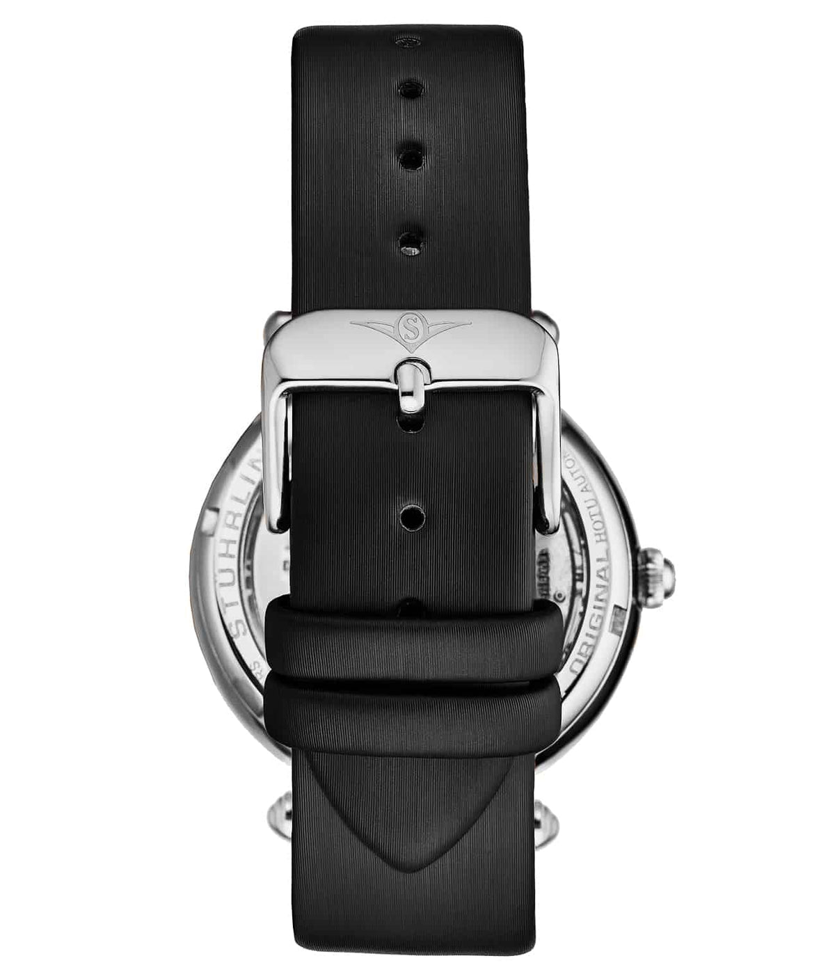 Stuhrling Original Luxe 4022 Women's Automatic Watch, 38mm, Black Leather Strap, Skeleton Dial