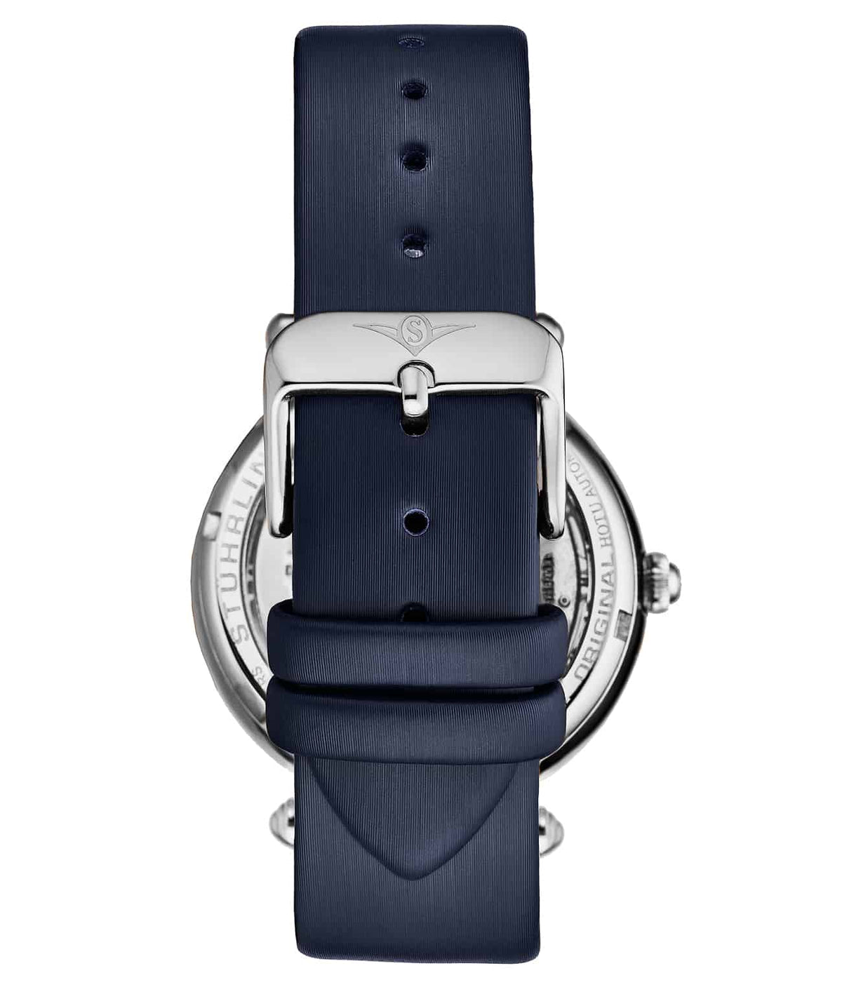 Stuhrling Original Luxe 4022 Women's Automatic Watch, 38mm, Navy Leather Strap, Skeleton Dial