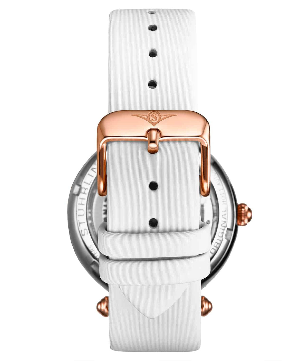 Stuhrling Original Luxe Women's Automatic Watch, White Leather Strap, Skeleton Dial