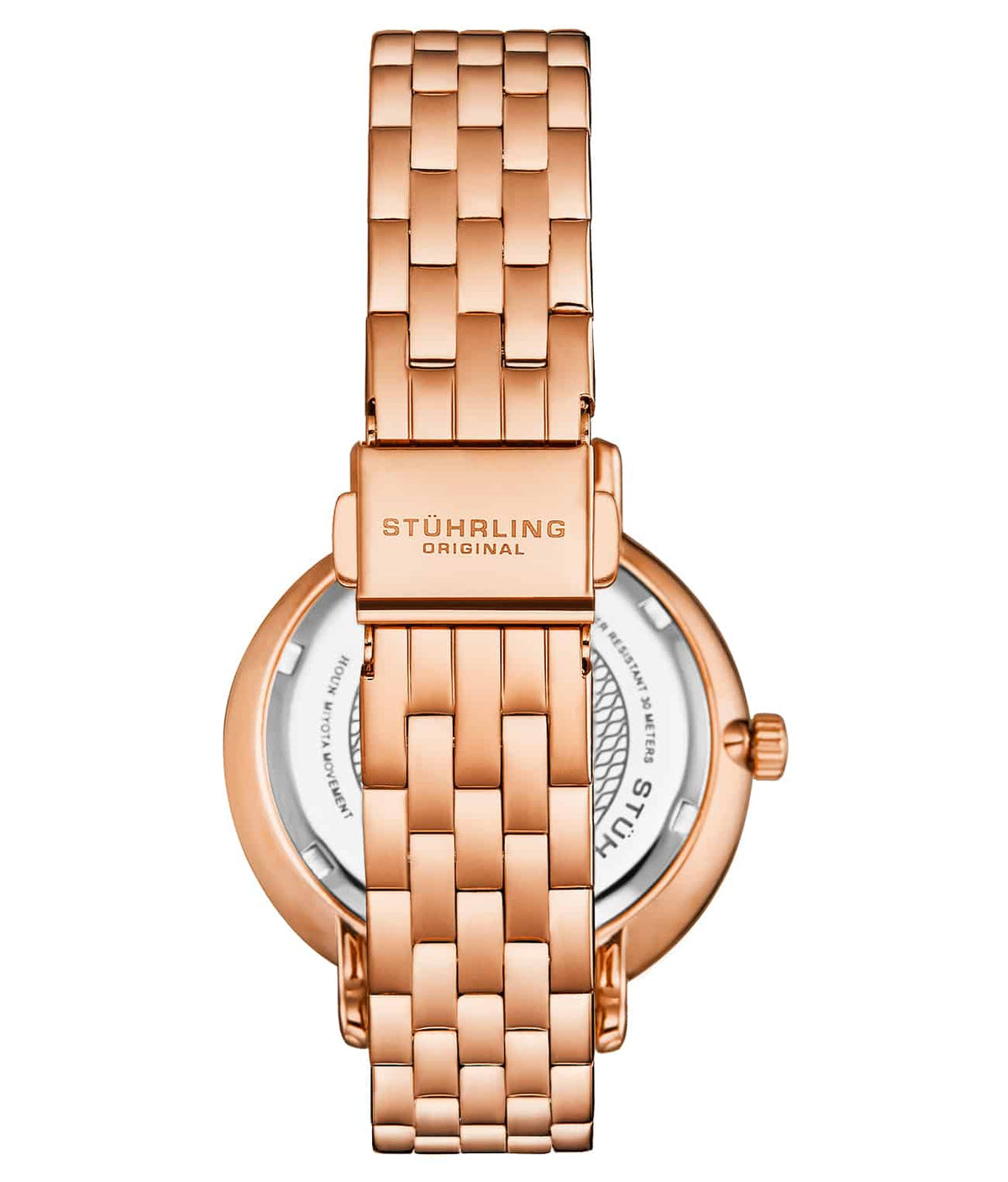 Stuhrling Original Horizon 4038 Women's Quartz Watch, 36mm, White Mother-of-Pearl Dial, Rose Gold-Tone Bracelet, Crystal-Accented Bezel