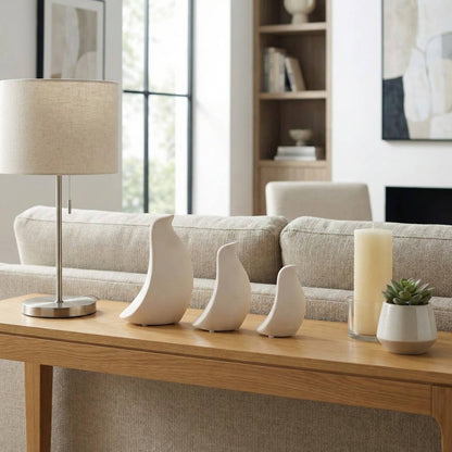 Decorative Objects Set of 3 - White Ceramic Bird, 5/7/8 in.