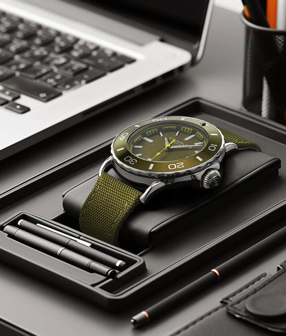 Stuhrling Original Explorer Men's Quartz Diver Watch, 40mm, Green Case