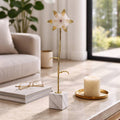 Sculpture - Gold Metal Flower with Marble Base, 21 in.